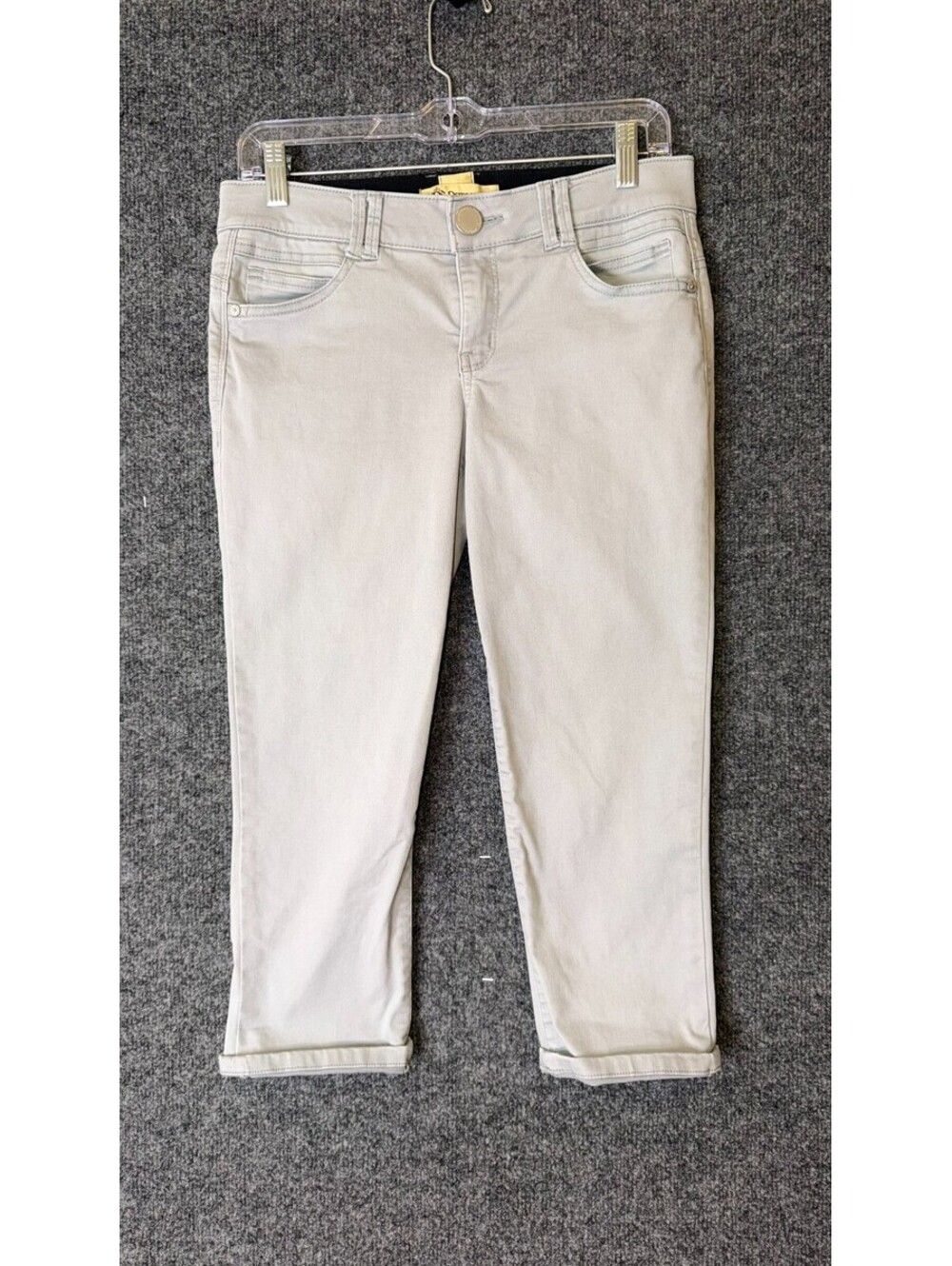 Democracy Womens 6P Grey Ab Technology Cuffed Crop Capris Stretch Pants Petite